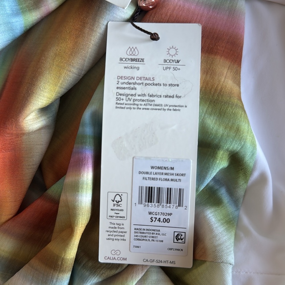 CALIA by Carrie Underwood Orange and Green Asymmetrical A-Line Mini Skirt NWT - Picture 9 of 9